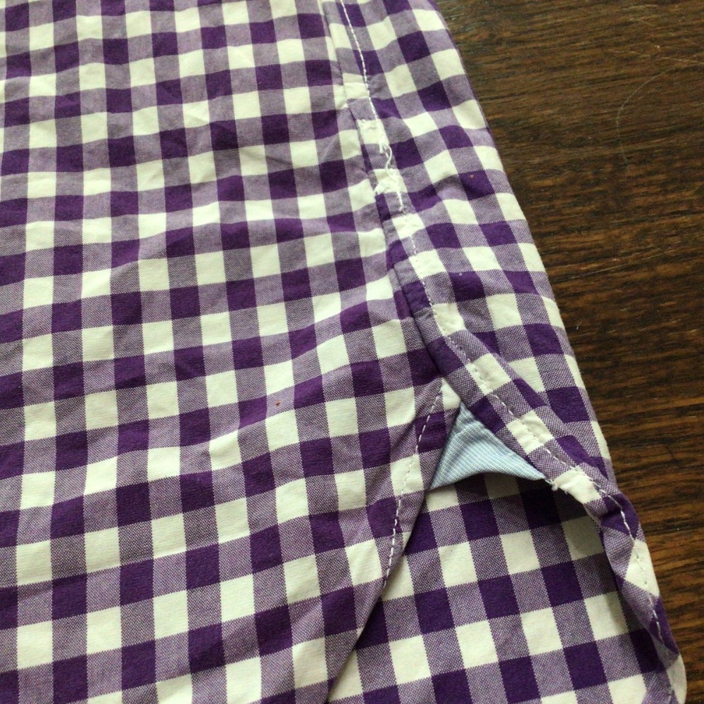 J. Crew Purple and white checked men’s shirt. Size extra small. Excellent condit - Picture 3 of 7